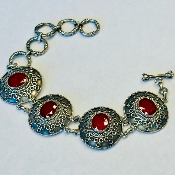 Stauer Sterling Silver Ruby Link Bracelet - Picture 1 of 7